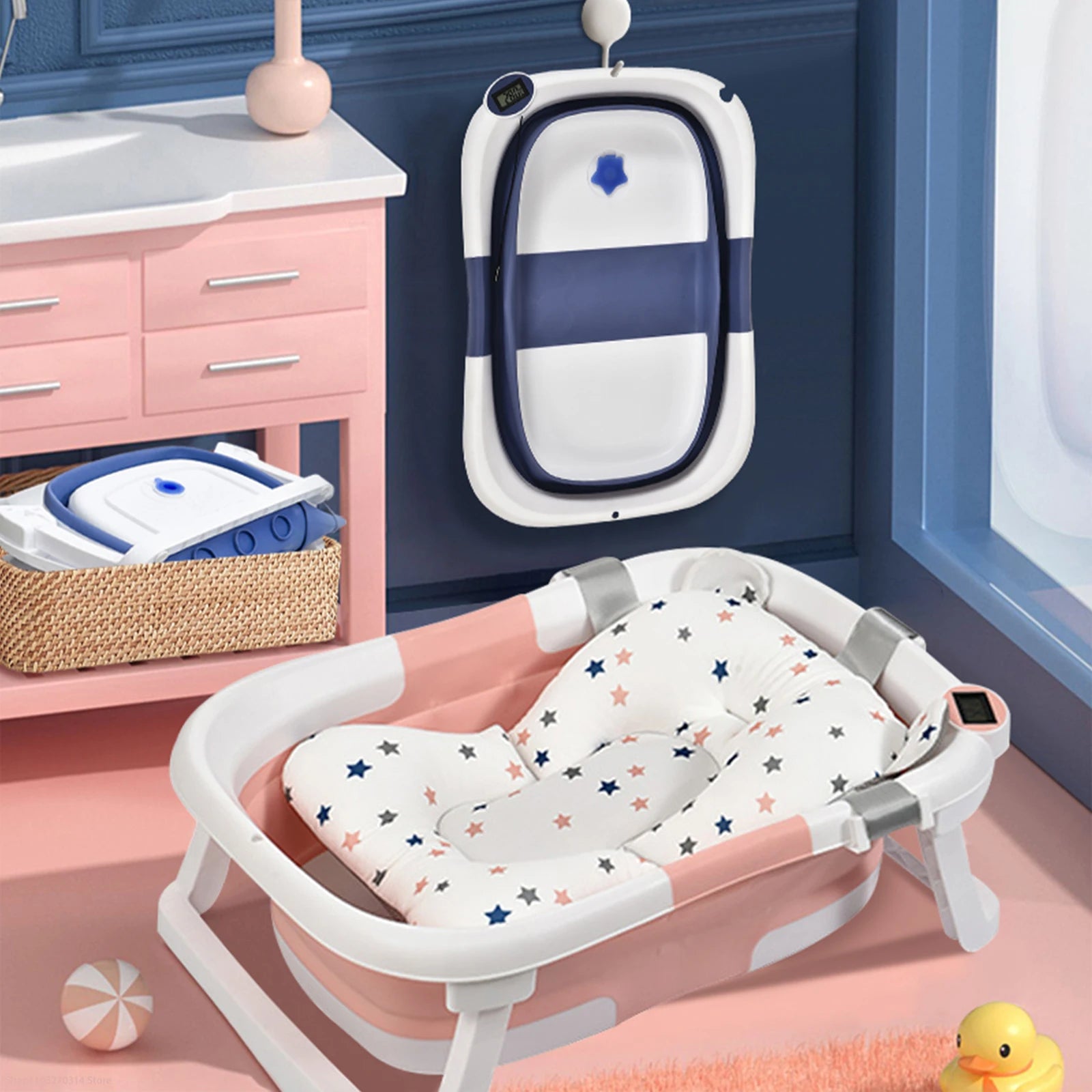 Fold Away Baby Bathtub With Thermometer