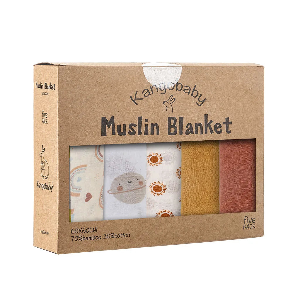 5 Pack Multi-Functional  Muslin Baby Burp Cloth Set